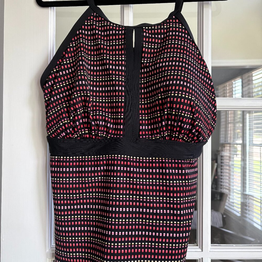 Lands End Womens Plus Size High Neck Keyhole Tankini Swim Top